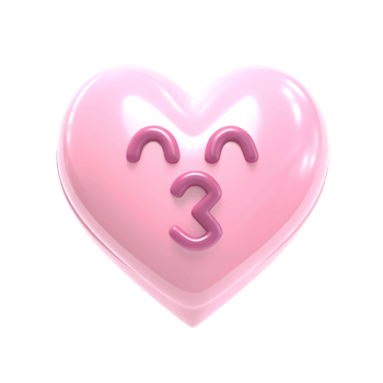 Adorable Pink Heart Emoji Giving a Kiss 3D Render png