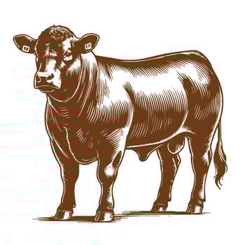 Brown Angus Cow Illustration, Isolated in White Background vector
