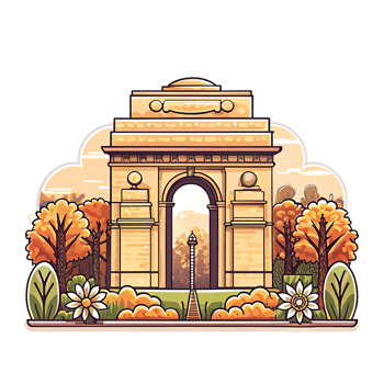 Majestic India Gate in Autumnal Surroundings A Vibrant of New Delhi Landmark png