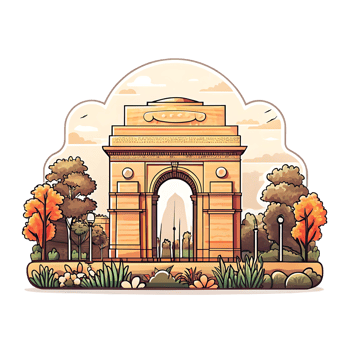 Magnificent India Gate in New Delhi with Lush Autumnal Surroundings png