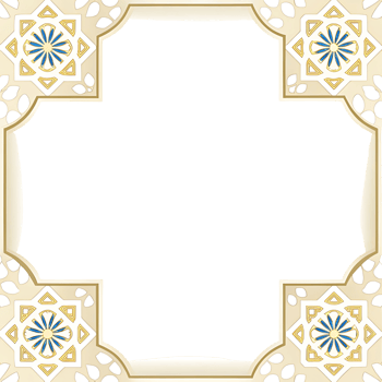 Elegant Golden and Beige Frame with Intricate Blue and White Star Pattern Design for Picture or Text png