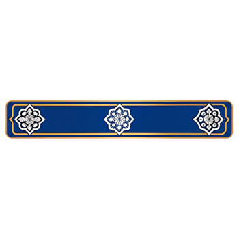 Elegant Blue and Gold Decorative Banner with Intricate Floral Design Elements png