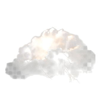 Dramatic Thundercloud with Intense Lightning Strikes and Illuminated Cumulus Formation png