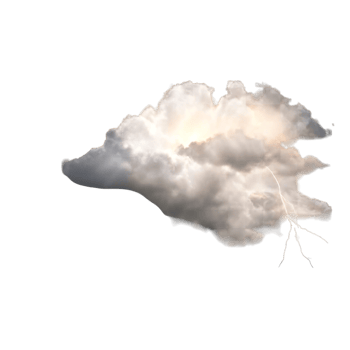 Dramatic Storm Cloud with Bright Lightning Bolts Isolated on transparent Background png