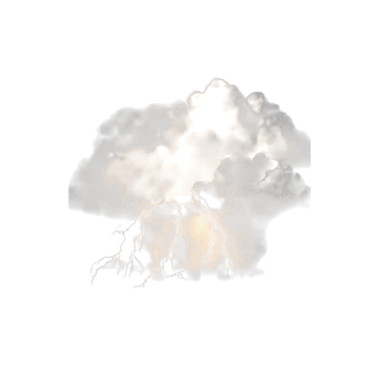 Dramatic Thunderstorm Cloud with Intense Lightning Bolts Isolated on transparent Background png