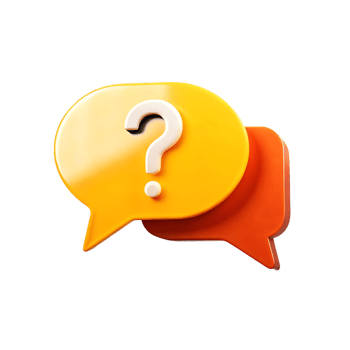 3D Render of Yellow and Orange Chat Bubbles with a Question Mark png