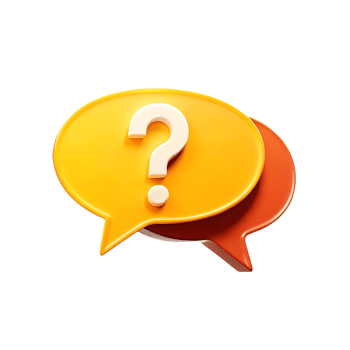 3D Render of Two Overlapping Speech Bubbles with a Question Mark png