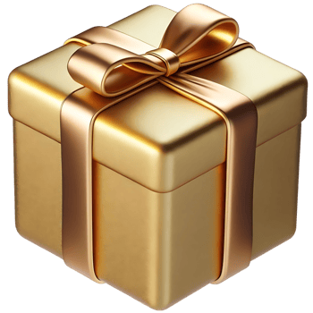 A Luxurious Gold Gift Box with a Satin Ribbon Bow A 3D Rendered of an Elegant Present png
