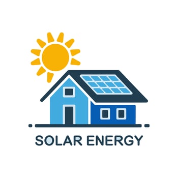 Colorful Solar Panel House Logo for Eco Friendly Energy vector
