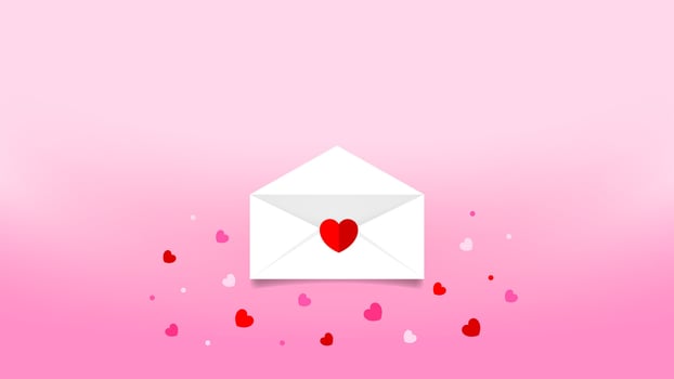 envelope white and cute heart shape many on pink background, envelope open and heart red pink confetti for love letter concept, envelope for mail message love, letter cute for greeting valentine card vector