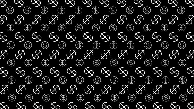 dollar money sign pattern on black background, dollar sign wall art pattern, usd dollar currency symbol for wallpaper, dollar pattern for fabric print vector
