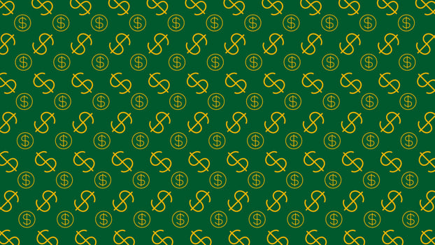 Dollar money sign pattern on green background, USD dollar currency symbol for wallpaper, dollar pattern for fabric print vector