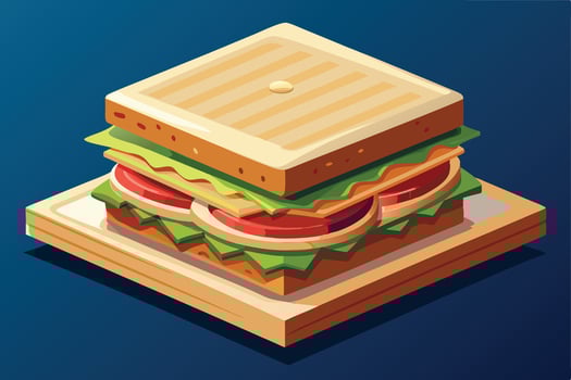 Delicious 3D Sandwich on a Cutting Board vector