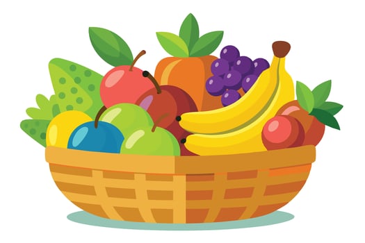 Colorful Fruits in a Woven Basket vector