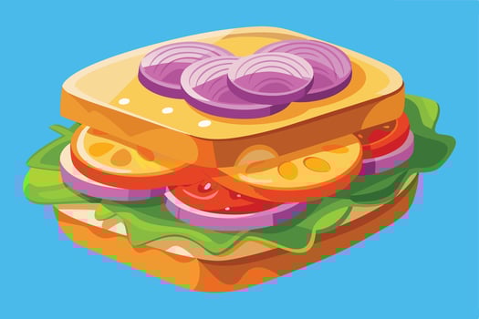 Illustration of a colorful sandwich with vegetables and bread slices vector