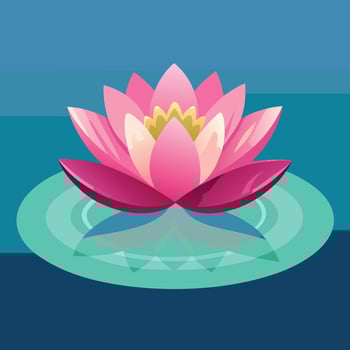 a pink lotus flower floating in a pond vector