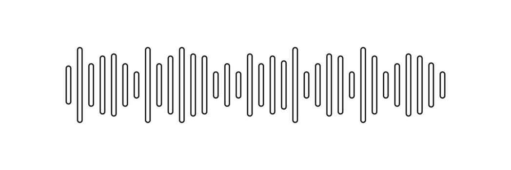 Outline White audio waveform spectrum illustration. Sound wave audio spectrum. Music equalizer, audio waves or sound frequency in lines. vector