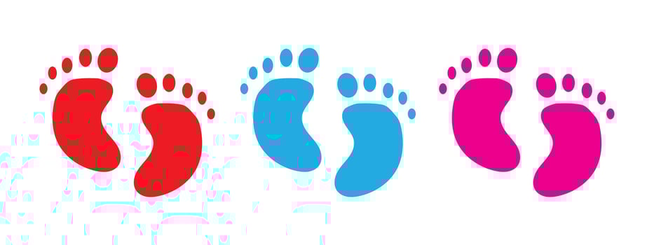 Set of Baby boy and girl footprints set vector