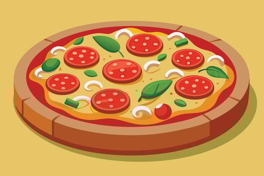 A illustrated pizza on a wooden board vector
