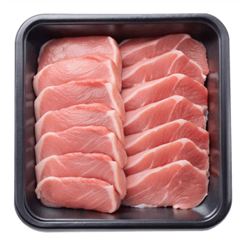 Fresh pork chops pack grocery store food photography clean environment top-down view culinary delight png