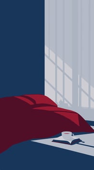 A red blanket on the bed vector
