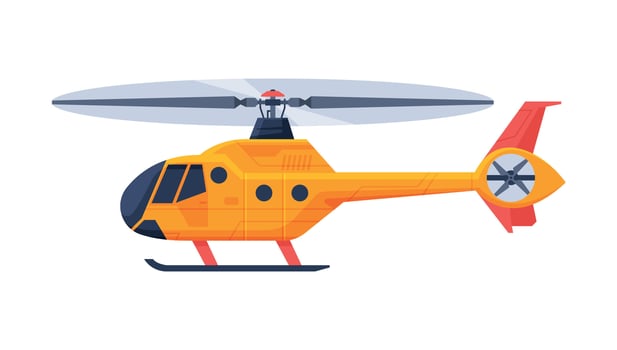 Orange Helicopter Aircraft, Flying Chopper Air Transportation Flat Illustration vector