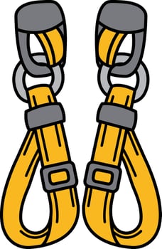 single icon of a yellow camping carabiner vector