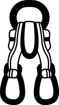 black and white single icon of a camping carabiner vector