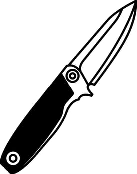 black and white single icon of camping knife vector