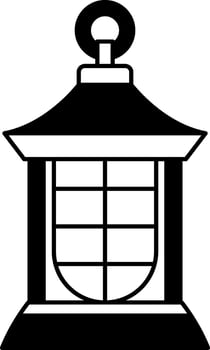 black and white single icon of a camping lantern vector