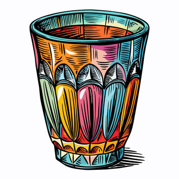 Vibrant Colorful Patterned Glass Goblet Retro Style Illustration vector