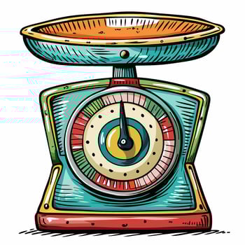 Vintage Kitchen Scale Illustration Retro Design with Colorful Details and Analog Dial vector