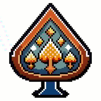 Retro Pixel Art Spade with Geometric Patterns and Gradient Effects vector