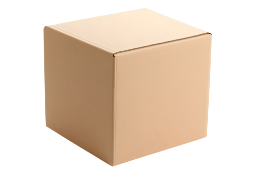 Tan cube with subtle shading. Simple design. Solid color. Basic geometric shape. Neutral object png