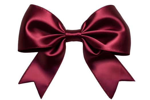 Elegant burgundy bow. Luxurious satin ribbon for crafts, gifts, and decorations on a plain transparent background png