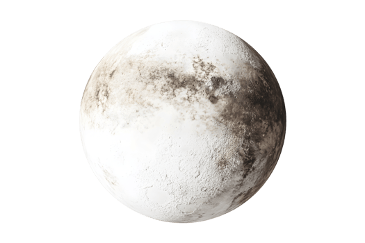 Gray and white planet with varied textures, set against a transparent background in outer space png