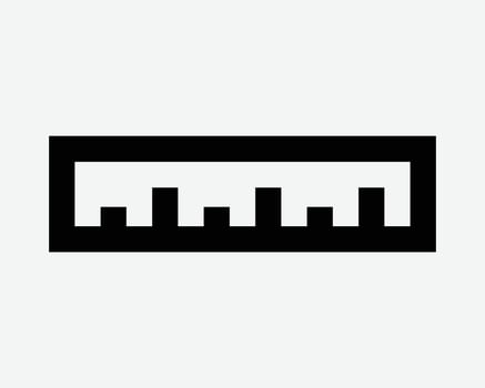 Ruler Measuring Tape Device Tool Length Measure Measurement Scale Object Black Outline Line Shape Icon Symbol Sign Carpentry School Stationary Inch Size vector