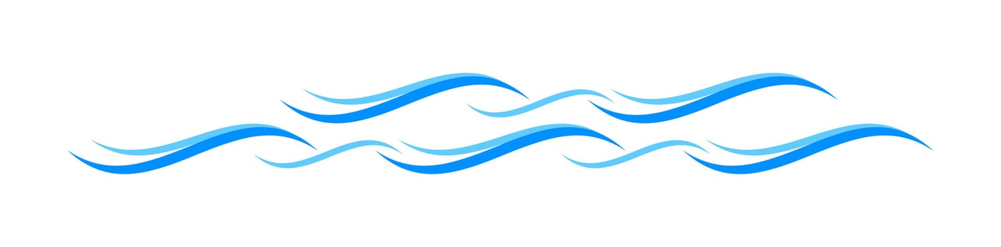 water waves blue symbol, water ripple light blue, ocean sea surface symbol, aqua flowing graphic vector