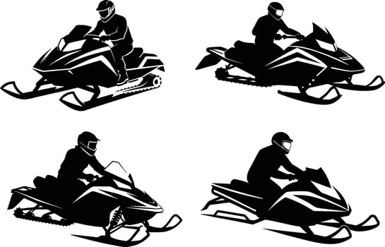 Snowmobile Silhouette Collection vector