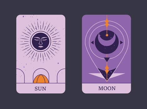 Celestial Balance, Sun and Moon Geometric Tarot vector