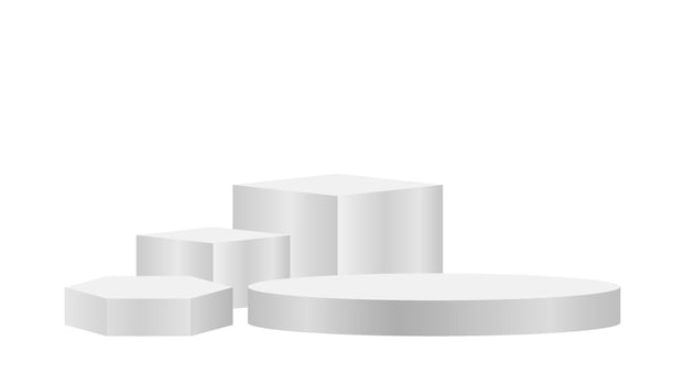 luxury 3d pedestal silver on white, silver pedestal circle box for cosmetics product display, silver podium stage show for deluxe victory position, ellipse pedestal of product placement vector