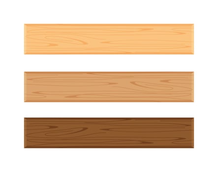 wood plank board isolated on white background, horizontal plank, planks wood brown various types vertical, empty wooden plank board for sign decoration, plank light brown and a dark brown set vector
