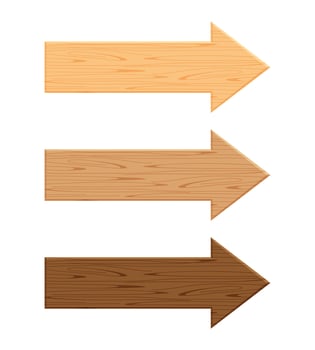 wooden arrow plank isolated on white background, wood direction sign, wood arrow shape for signboard copy space, empty panel wood for direction and pointing sign, signpost wood brown for message text vector