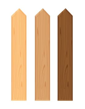 wooden fence different color collection isolated on white background, plank panel of fence board, panel wood fence for wall, picket wood, set of a wooden palisade vector