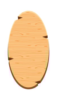 ellipse plank for signage isolated on white, wood sign oval shape, empty wooden signpost for copy space, round wooden for message text, wood plank brown, wood frame cartoon style vector