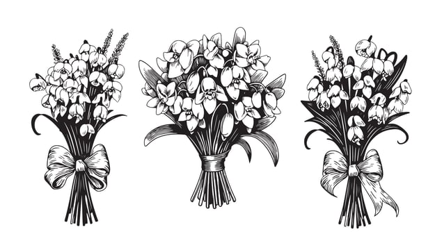 Spring time flowers collection. Clipart set of snowdrops vector