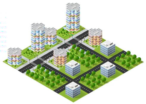 isometric cityscape illustration vector