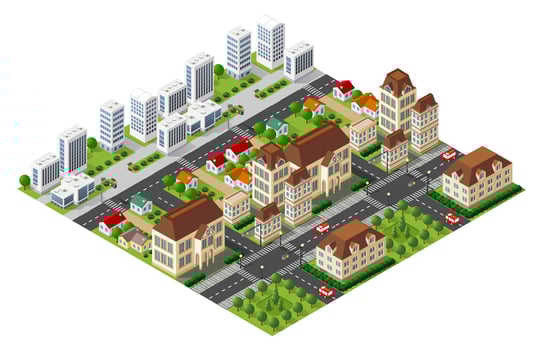 Colorful isometric city illustration vector