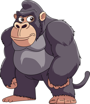Cartoon gorilla with a disapproving expression png
