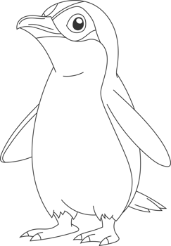 A cartoon illustration of a penguin. The penguin has a white eye. It has an upright position with short, wing like flippers. png